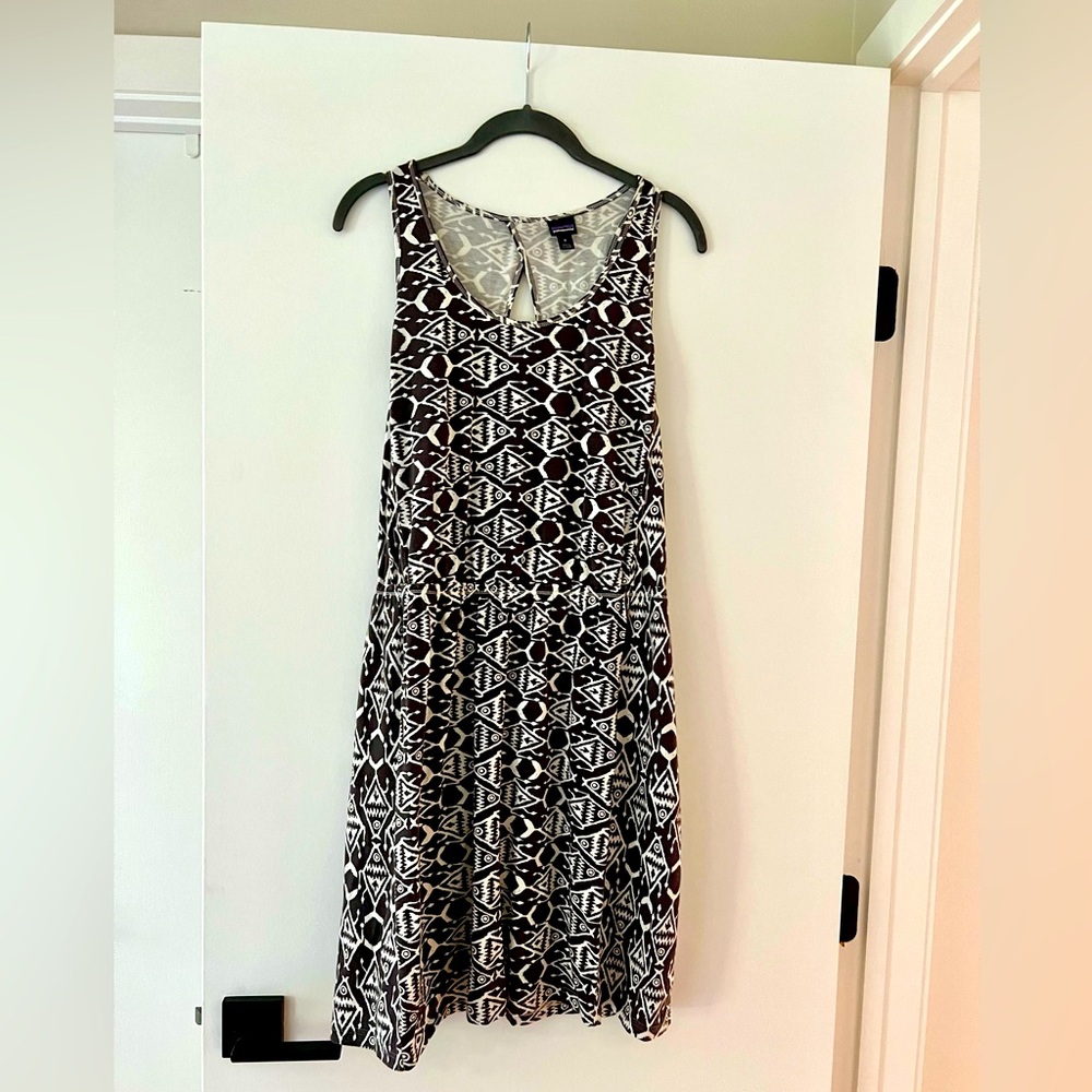 Final Price - Patagonia - West Ashley Tank Dress with Gray Ivory Aztec Fish